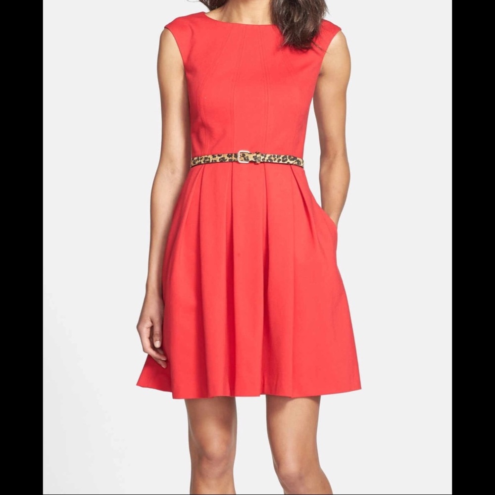 Eliza J Red Dress with Upper Back Cutout & Pockets